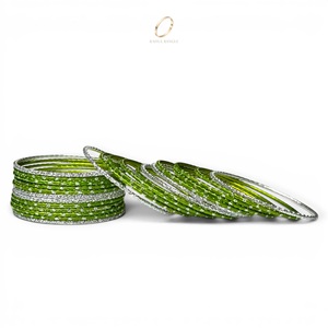 Juego de Brazaletes de Acero Inoxidable Verde para Niñas, Diseño de Lujo, Joyería de Moda India para Fiestas, Fabricante Mayorista - Product Image 3