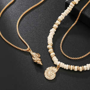 Collier pendentif style plage pour homme, chaîne superposée haut de gamme hip-hop pour homme - Product Image 1