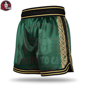 กางเกงชกมวยสีเขียวเมทัลลิกทอง คุณภาพพรีเมียม ผลิตจากโพลีเอสเตอร์ระบายอากาศได้ดี รับผลิตแบบ OEM/ODM พร้อมบริการสกรีนโลโก้ สำหรับมืออาชีพ - Product Image 4