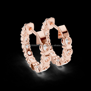 Boucles d'oreilles Mega Gold 14K Moissanite Bijoux fantaisie avec Zircon Fabricant accepté - Product Image 1