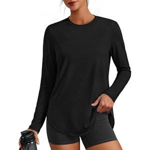 Camiseta deportiva de manga larga para mujer, camiseta de gimnasio ultrasuave, camiseta deportiva elástica para correr, entrenar y hacer yoga - Product Image 1