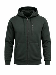 Sweat-shirt à capuche pour homme, couleur unie, en molleton extensible/coton, coupe classique, streetwear décontracté, respirant, écologique, sweat-shirt d'automne - Product Image 1