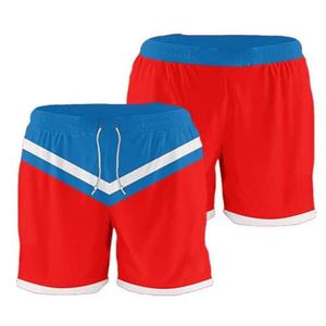 <b>Men's</b> <b>Red</b> Blue Color Blocked Drawstring Basketball <b>Shorts</b> Quick Dry Mid Waist Casual Sport <b>Shorts</b> - Product Image 1