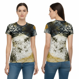 Camiseta de Yoga de Fieltro Personalizada de Alta Calidad, Elegante y Moderna, con Estampado Completo, Manga Corta, Transpirable, para Gimnasio y Fitness, Diseño con Cuello Redondo - Product Image 3