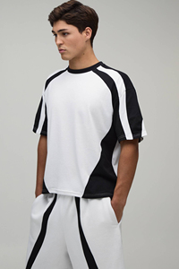 <b>Knitted</b> Polyester / Cotton Casual Men's T-Shirt <b>Set</b> OEM Men's Summer Crew Neck 2 Piece Outfit T-Shirt Shorts <b>Set</b> Fashion - Product Image 4