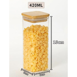 Glass Kitchen <b>Storage</b> Pantry Container with Airtight Lids <b>Stackable</b> Design Square Shape for Party Use - Product Image 2