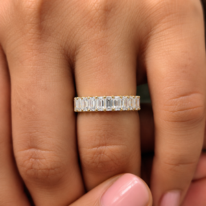 Bague de Fiançailles et Alliance en Or Massif 14K 18K avec Diamant de Laboratoire Taille Émeraude Entièrement Sertie, Bijoux Personnalisés, Vente en Gros Directe Usine - Product Image 2