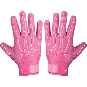 Gants de football américain haute performance Pro Ultra Sticky Grip Silicone Receiver Gloves, design squelette rose, pour jeunes et adultes - Product Image 6
