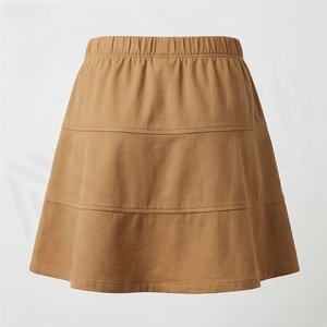 Jupe courte élastique à taille élastique pour femmes, couleur unie, décontractée, en coton et fibre de bambou, confortable, à porter toute l'année - Product Image 2