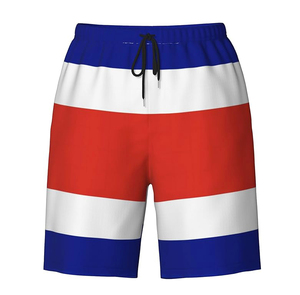 Shorts de bain pour hommes à séchage rapide avec poches élastiques à la taille, couleur unie, décontractés, taille mi-haute en coton - Product Image 2