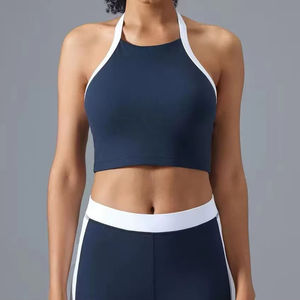 Soutien-gorge de sport sans coutures pour femme, dos nageur, col ras du cou, maintien moyen, pour yoga et fitness, couleur unie, respirant, séchage rapide, anti-transpiration - Product Image 1