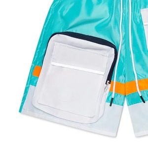 Shorts de Baño para Hombre, Personalizados, de Secado Rápido, Color Azul Claro, con Bloques de Color, Impermeables, Deportivos, con Bolsillos con Cremallera - Product Image 6