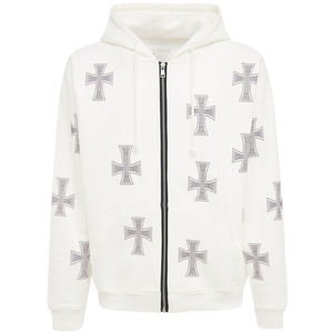 Sudadera con capucha y cremallera Y2K personalizada 2026 con diamantes de imitación, estilo urbano, para hombre y mujer, oversize, con cristales brillantes, blanca, con gráfico. - Product Image 1