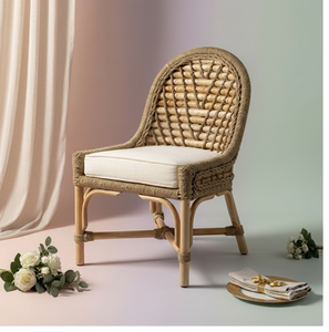 Modern Natural Rattan Lightweight Eco-Friendly <b>Dining</b> <b>Chair</b> Handwoven Wicker Armless Cushion Outdoor Patio Restaurant Home - Product Image 1