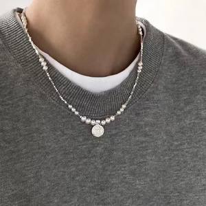 Collier en argent 925 avec perle d'eau douce Relief Rose 4-5 mm presque ronde avec pendentif ciel étoilé sans défaut - Product Image 3