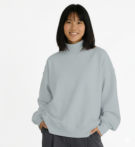 Women's Casual Printed Mock Neck Sweatshirt Polyester /Cotton Fleece Front Logo Modern Style Premium Quality OEM ODM Winter Wear - Product Image 1