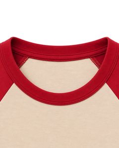 Customized Sand Beige And <b>Red</b> Raglan T Shirt For Women Casual Crew Neck Short Sleeve Soft Cotton Blend Summer Fashion Top - Product Image 6