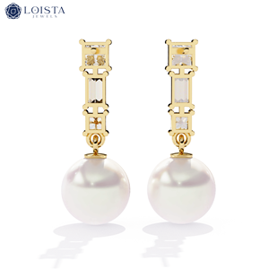 Boucles d'oreilles créoles en or jaune 18 carats avec diamants de laboratoire de forme fantaisie, diamants de laboratoire Confetti DEF VS - Product Image 4
