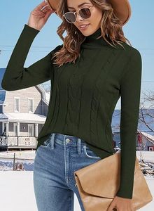 <b>Women</b> <b>Cable</b> <b>Knit</b> Turtleneck <b>Sweater</b> Ribbed High Neck Long Sleeve Pullover Knitwear Casual Winter Jumper Wholesale - Product Image 6