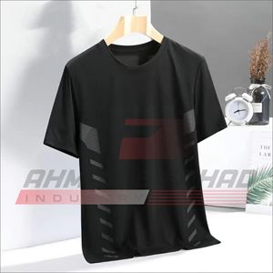 Men's Black Short Sleeve T-<b>Shirt</b> Geometric Print Quick Dry Knitted <b>Polyester</b> Sporty Summer Wear - Product Image 1