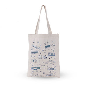 Reusable Yellow Cotton Canvas Tote Bag Solid Color Shopping Shoulder Handbag Zipper Closure Custom Logo Printing Promotional - Product Image 2