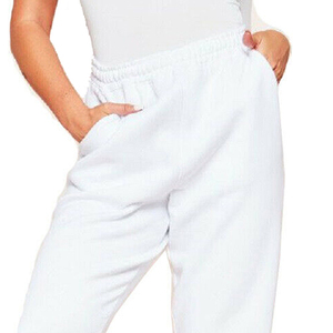 Women Solid Gray <b>Ankle</b>-Length Jogger Pants Mid Waist Drawstring Casual Knitted Cotton Spandex Breathable Autumn Fit - Product Image 6