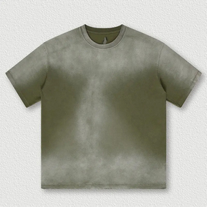 Men's Oversized Acid Washed Black Cotton Short Sleeve O-Neck T-<b>Shirt</b> Casual Solid Jersey Knitted Fit <b>Shirt</b> - Product Image 5