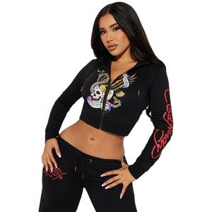 Conjunto deportivo informal con cremallera para mujer, pantalón sublimado, 2 piezas, chándal de terciopelo para correr. - Product Image 2