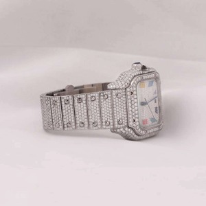 Luxury Quartz <b>Diamond</b> <b>Watch</b> Square Alloy Case 41mm Analog Roman Numeral Stainless Steel Band <b>Watch</b> for Unisex - Product Image 6