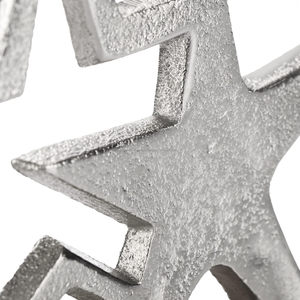 รูปปั้นดาวอลูมิเนียมสีเงินบนฐานไม้ธรรมชาติที่มีพื้นผิวด้านสำหรับตกแต่งสำนักงานและร้านขายของที่ระลึก - Product Image 6