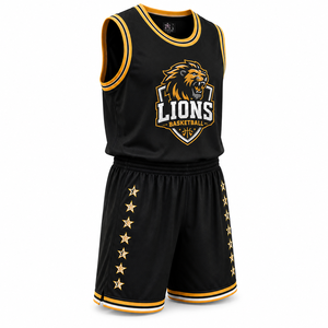 Conjunto de Camiseta de Baloncesto sin Mangas y Pantalones Cortos de Poliéster Premium Personalizado con Logotipo Impreso por Transferencia Térmica, Antibacterial, Unisex - Product Image 2