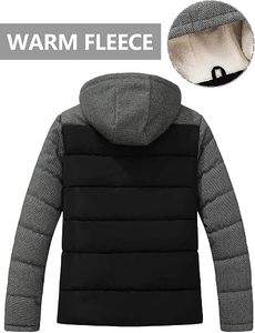 Chaqueta de Invierno para Hombre con Capucha, Diseño de Parches, Forro Polar, Cálida, Resistente al Viento, Gruesa, con Logotipo Frontal - Product Image 2