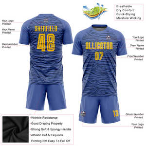 Sublimated Tiger Print Soccer Jersey Set Yellow Personalized Number Football Uniform Men Quick Dry <b>Athletic</b> Training Suit Kit - Product Image 3