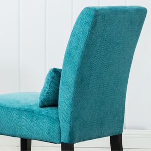 Poltrona Moderna Pisano in Tessuto Chenille Blu Teal Senza Braccioli con Cuscino per Soggiorno - Product Image 4