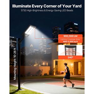 Lampadaire Solaire Extérieur 12000W 900000LM, Projecteur LED de Sécurité Crépuscule-Aube pour Autoroutes et Zones Commerciales - Product Image 2
