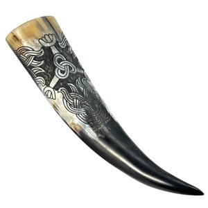Jarra Vikinga de Cuerno Hecha a Mano, Taza de Cerveza de Cuerno de Búfalo, Jarra de Cerveza de Guerrero Nórdico, Jarra Medieval Vikinga, Taza Rústica de Cuerno, Regalo - Product Image 4