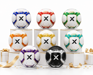 Ballon de football souvenir personnalisé X |   Blanc Bleu Or |   Logo X |   Fabricant OEM ODM |   Design haut de gamme |   Qualité supérieure - Product Image 5
