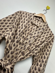 Robe Kimono Maxi en Coton 100% Fait Main à Imprimé Floral pour Femme, Vêtement de Nuit, Caftan, Jupe Courte, Cache-Maillot de Plage d'Été - Product Image 6