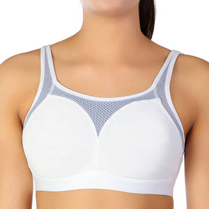 Soutien-gorge de sport respirant à maintien élevé avec logo frontal, design simple, en tissu doux Spandex/Nylon pour confort et soutien - Product Image 1