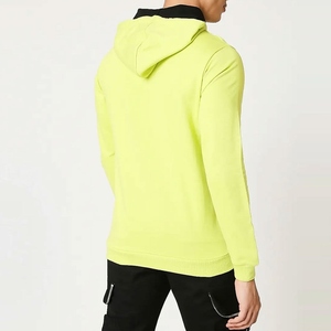 เสื้อฮู้ดสีเขียวมะนาวสำหรับผู้ชาย ทรงปกติ สวมใส่สบาย เหมาะสำหรับฤดูใบไม้ร่วง ผลิตจากผ้าถักโพลีเอสเตอร์ 100% ระบายอากาศได้ดี มีกระเป๋า - Product Image 2