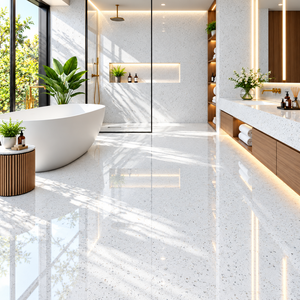 Ice White Speckled Ceramic Wall Floor Tile for Kitchen Bathroom Artificial Quartz Stone for Modern interior Residential Spaces - Product Image 4