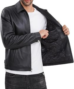 Veste de motard élégante en cuir véritable pour homme, logo personnalisé, haute qualité, vente en gros, tendance, OEM, sur mesure - Product Image 3