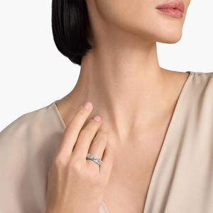 Anillo de compromiso y boda para mujer con diamantes baguette cultivados en laboratorio, de varias filas, en oro de 10K/14K/18K o plata 925/935, regalo para fiesta. - Product Image 2