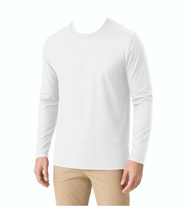 Camiseta de Hombre 2026, Blanca, Manga Larga, Cuello Redondo, Corte Regular, Color Sólido, Tejida, 100% Algodón, Diseño Personalizado, ODM, OEM - Product Image 5