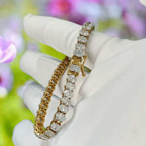 Bracelet tennis en moissanite, argent 925 plaqué or, rond brillant, bijoux unisexe pour fête, mariage, cadeau - Product Image 2