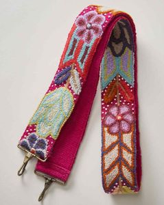 Colorful Embroidered Fabric Strap Fashion <b>Bag</b> Accessory Pink Floral Pattern Decorative Belt Style - Product Image 1