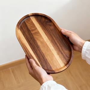 Plateau de rangement et de service ovale moderne, bord surélevé lisse, design facile à saisir, parfait pour les collations, le petit-déjeuner, la décoration et l'usage quotidien - Product Image 1