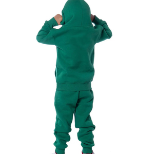 Conjunto de Sudadera con Capucha Azul y Pantalones Deportivos, Traje Deportivo Informal de Color Sólido, Manga Larga, Corte Holgado para Niños, Ropa de Otoño - Product Image 3
