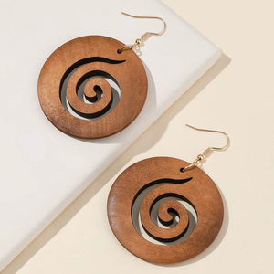 Pendientes de Madera Natural Pulida Hechos a Mano, Ligeros, Estilo Boho Moderno, Joyería Étnica Colgante para Mujer, Moda Ecológica - Product Image 1