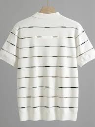 Premium Men’s Jacquard Knit Polo – Retro Striped Luxury Apparel Johnny Collar Knit Shirt – Fine-Gauge Cotton Export Quality - Product Image 2